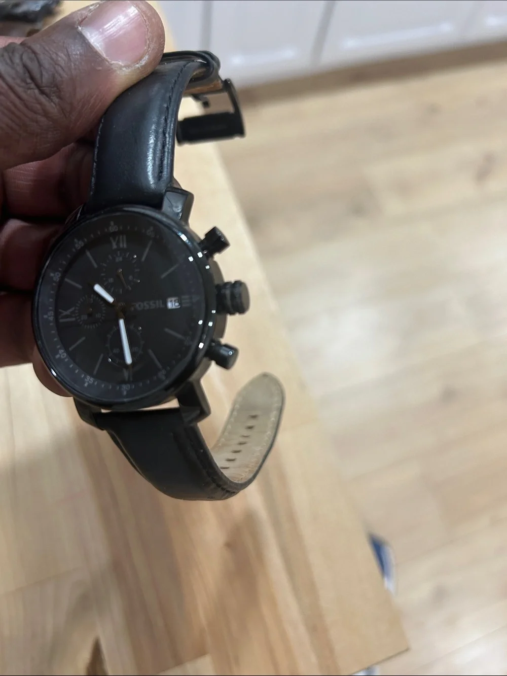 Fossil Men's Black and Brown Leather Strap Watches Duo